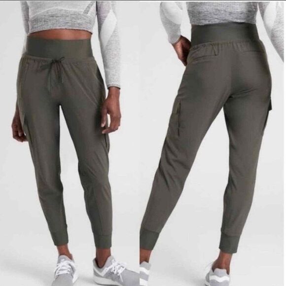 Athleta Chelsea Cargo Jogger Pants Olive Green Stretch Utility Tapered Women’s 0 - Picture 1 of 13